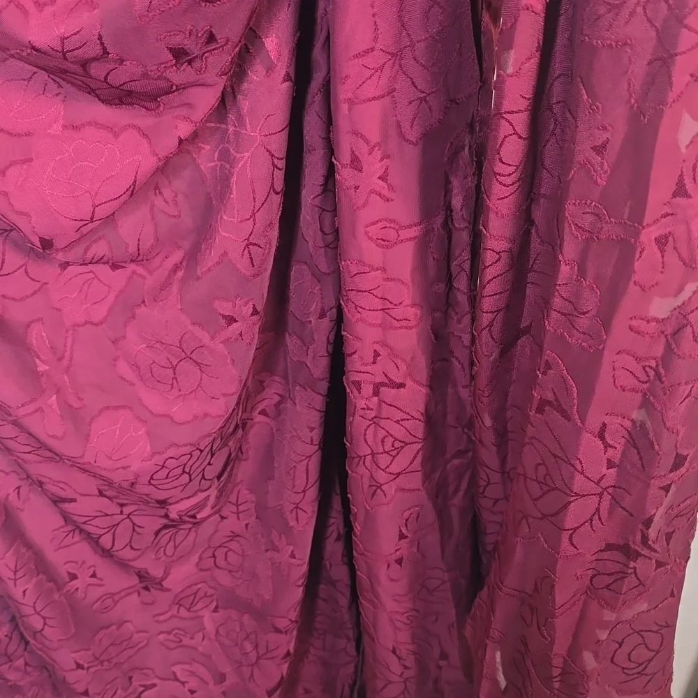 Azazie Denisa Wine Color Floral Burnout Spaguetti Straps Size 14 NwT. - Picture 9 of 16